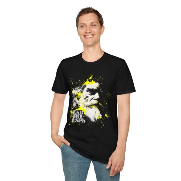 "End the USPS" Lysander Spooner Tee – Rebel Mail Edition - Soft Black - Image 3