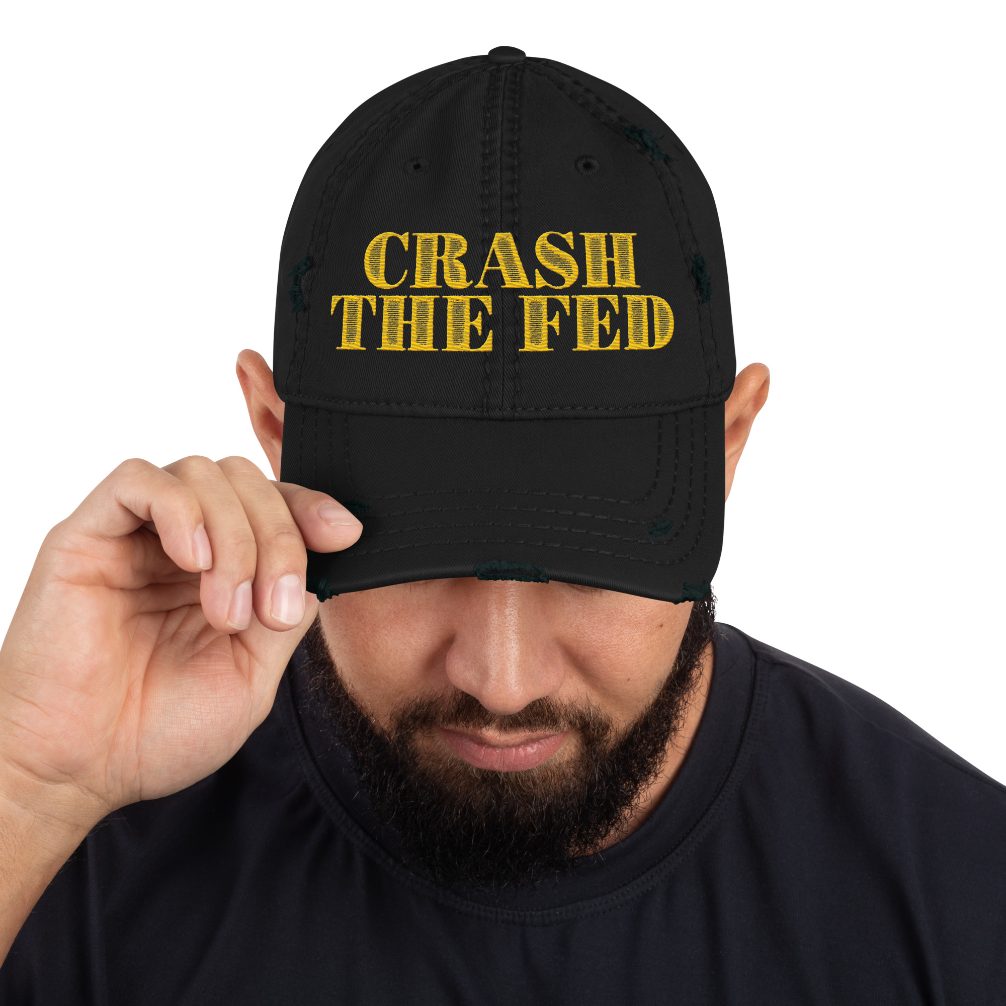 Crash The Fed Distressed Hat - Black - Image 3